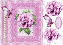 A Rose Pink Square Card Front with Step by Step
