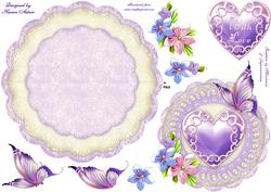 Heart, Origami Flowers, Butterfly and Lace Wobble Card