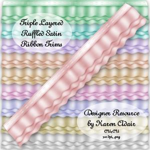 Triple Layered Ruffled Satin Ribbon Trims