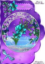 Fantasy Lilies 2 Scallop A4 Card Front