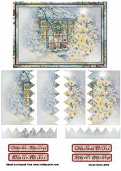 Christmas Window Zig-zag Edged Side Stacker Card Front