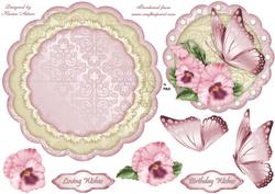 Floral Fantasy in Pink Scallop Wobble Card