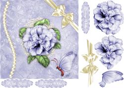 A Rose Blue Too - Card Front with Step by Step