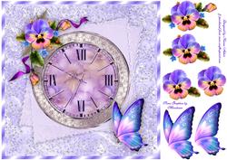 Time for Pansies Square Card Front with Step by Step