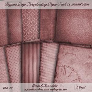 Bygone Days Scrapbooking Paper Set in Faded Rose