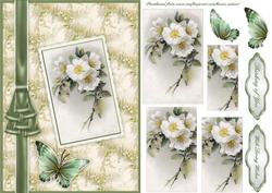 Vintage White Roses Postcard Pyramid Card