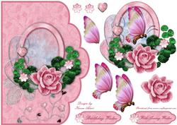 Fantasy Rose & Butterfly Scallop Card Front