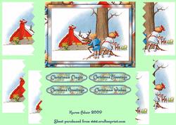 Peeking at Santa - Zig-zag Edge Side Stacker