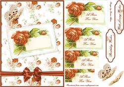 Vintage Roses Postcard Pyramid Card Front