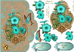 Pretty Petunias Scallop Card Front with Step by Step