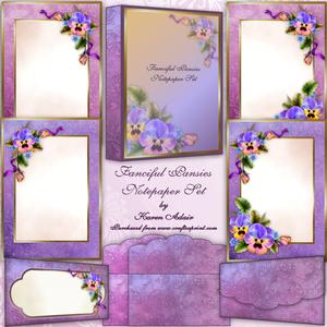 Fanciful Pansies Notepaper Set