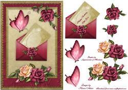 Antique Roses Letter Card Front