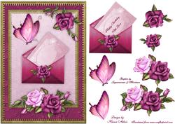 Antique Roses in Pink Card Front