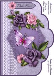 Heritage Roses A4 Scallop Card Front