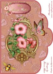 Pretty Petunias A4 Scallop Card Front