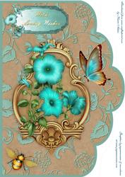 Pretty Petunias 2 A4 Scallop Card Front