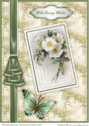 Vintage White Roses Postcard A4 Card Front