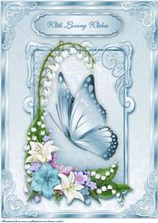 A Floral Fantasy in Blue A4 Card Front