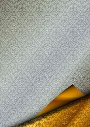 Double Layer Damask with Page Curl - Silver-grey & Gold