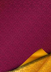 Double Layer Damask with Page Curl - Ruby & Gold