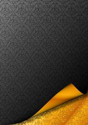 Double Layer Damask with Page Curl - Black & Gold