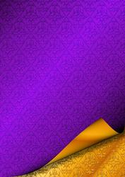 Double Layer Damask with Page Curl - Purple & Gold