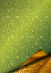 Double Layer Damask with Page Curl - Olive Green & Gold