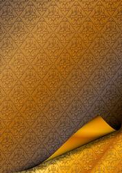 Double Layer Damask with Page Curl - Golden Brown & Gold