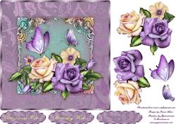 Heritage Roses and Butterflies Card Front with Step by Step