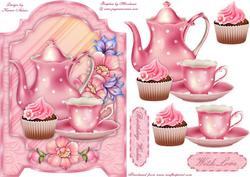 Teatime with Flowers Screen Card