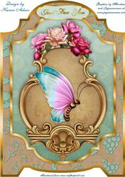 Butterfly and Roses A4 Screen Card Front