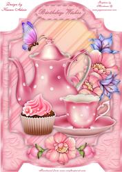 Teatime with Flowers A4 Screen Card