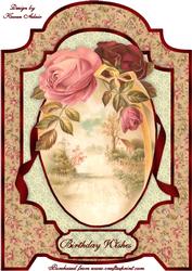 Vintage Roses and Lace A4 Screen Card