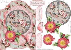 Vintage Flora and Clock Screen Card