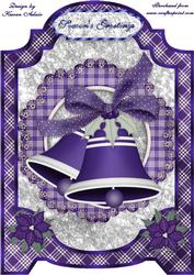 Christmas Bells N Bows in Blue A4 Screen Card