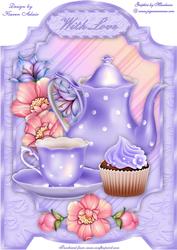 Teatime with Flowers in Blue A4 Screen Card Front