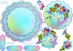 Morning Glory Swan Scallop Wobble Card