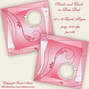 Swirls and Curls in Rose Red Quick Pages