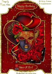Red Rose Masquerade A4 Screen Card