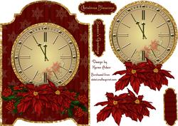 Christmas Poinsettia Clock Screen Card