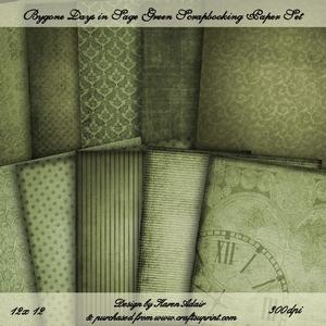 Bygone Days in Sage Green Scrapbooking Paper Set