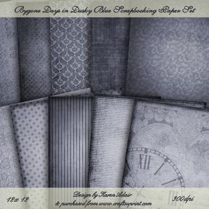 Bygone Days in Dusky Blue Scrapbooking Paper Set
