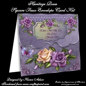 Heritage Roses Square Faux Envelope Card Kit