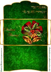 Christmas Bells in Green Money/gift Voucher Wallet