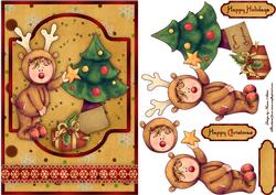 Baby Rudolph Card Front with Step by Step