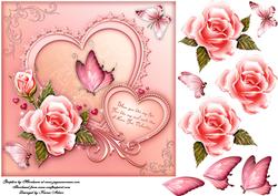 A Valentine Rose Square Card with Step by Step