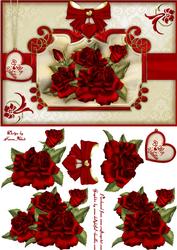 Red Roses for You Card Front with Step by Step