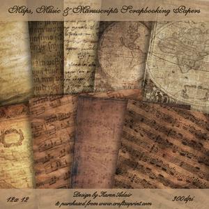 Maps, Music & Manuscripts Scrapbooking Paper Set