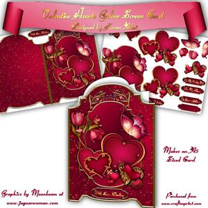 Valentine Hearts Galore Screen Card Mini-kit