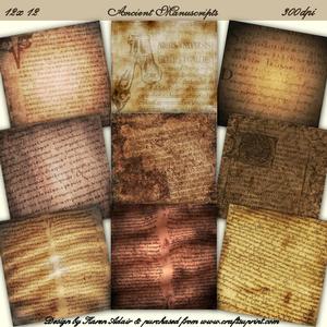 Ancient Manuscripts Scrapbooking Paper Set